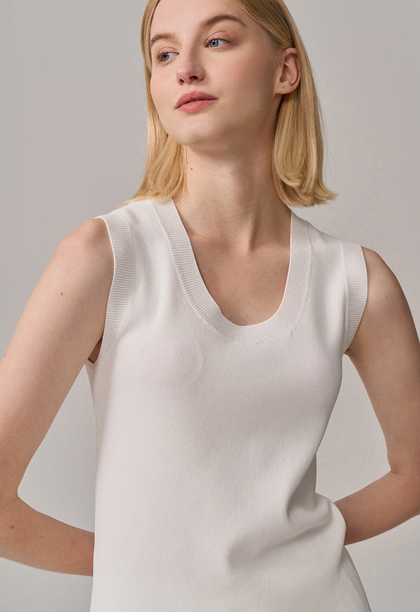 Choice Basic Round Neck Sleeveless Top Off White