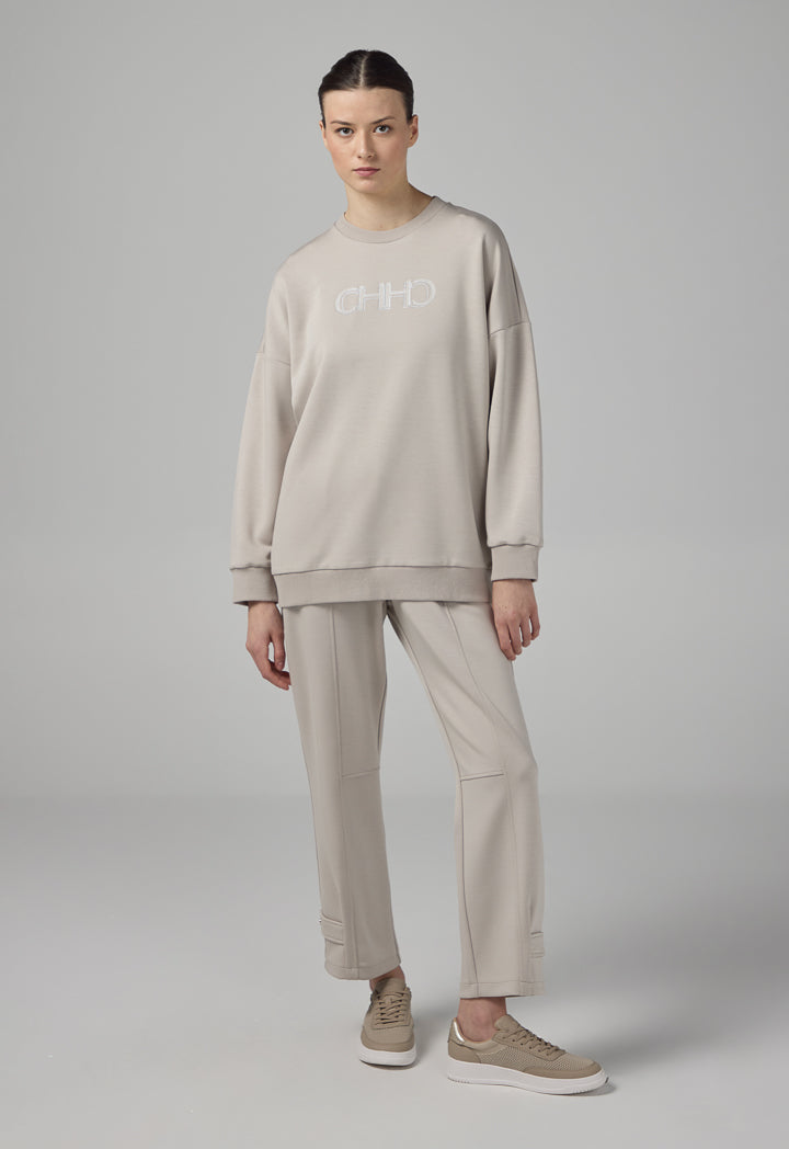 Choice Long Sleeve Monogram Blouse Grey
