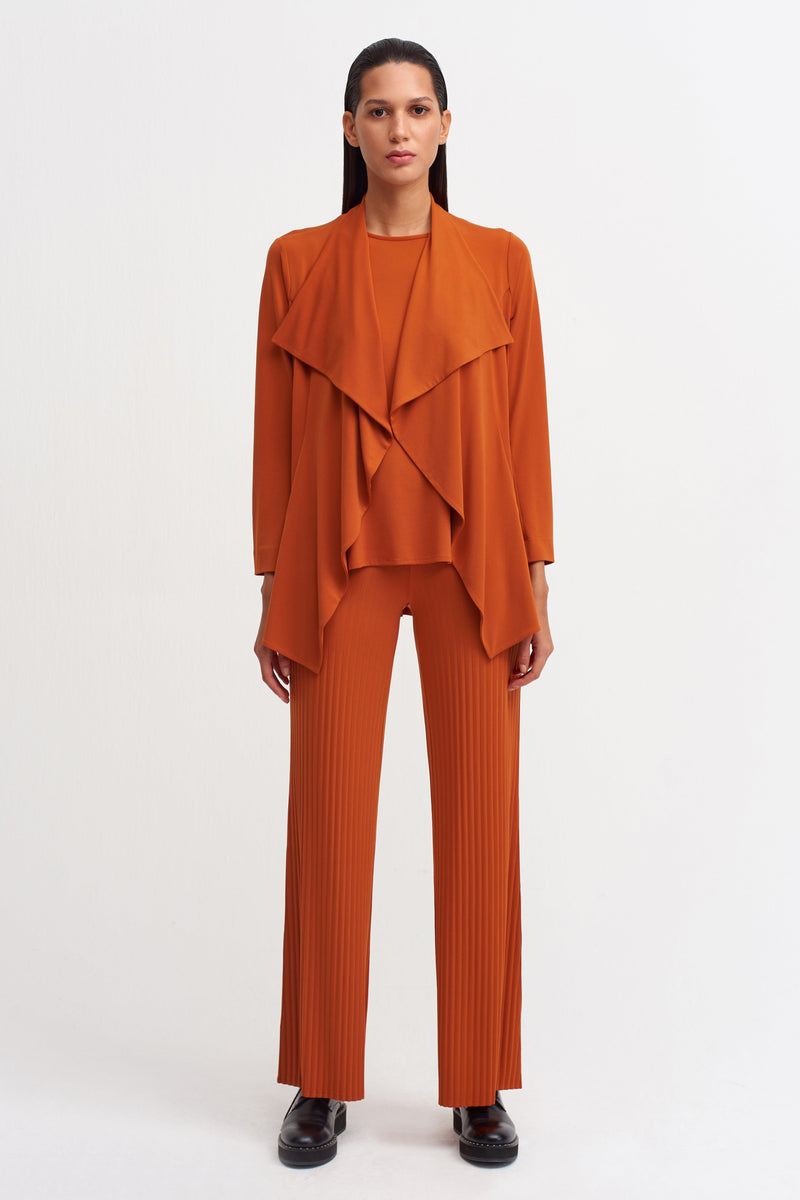 NU Draped Collar Short Outerwear Terra Cotta