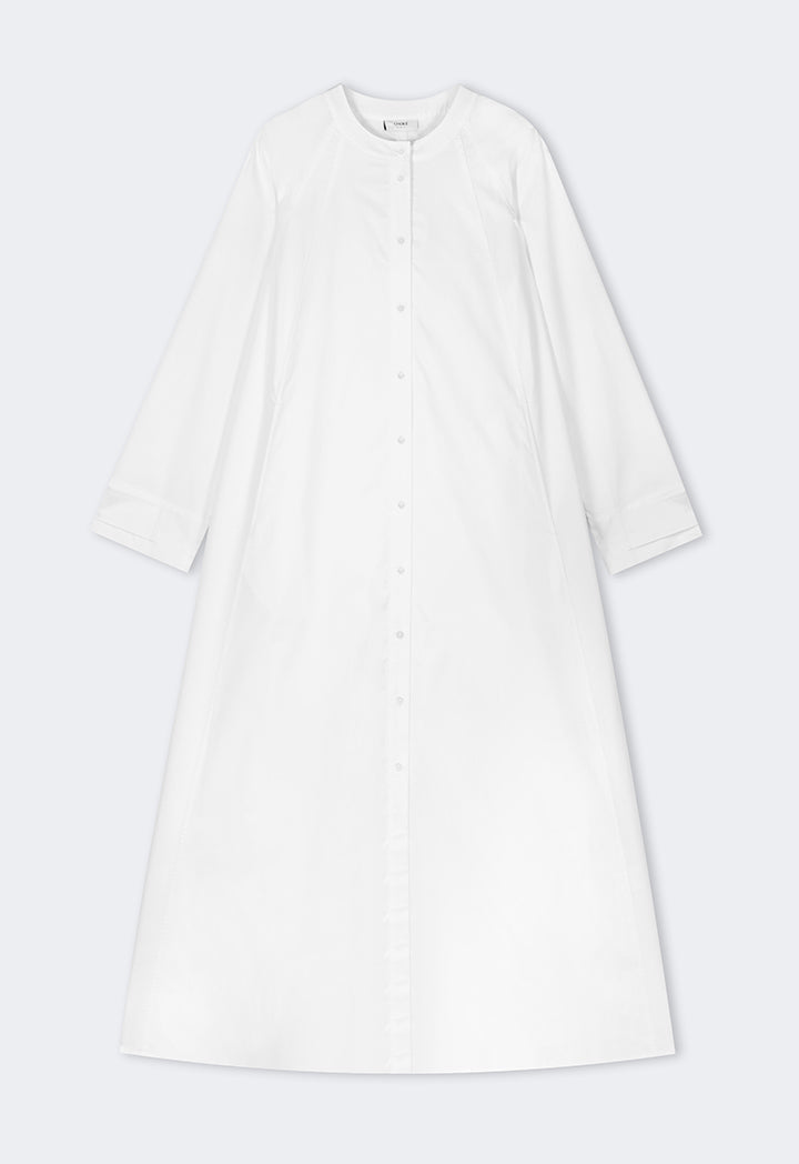 Choice Solid Mandarin Collar Maxi Dress Off White