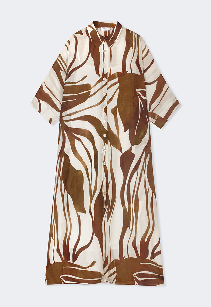 Choice Contrast Three Quarter Shirt Dress Multi Color