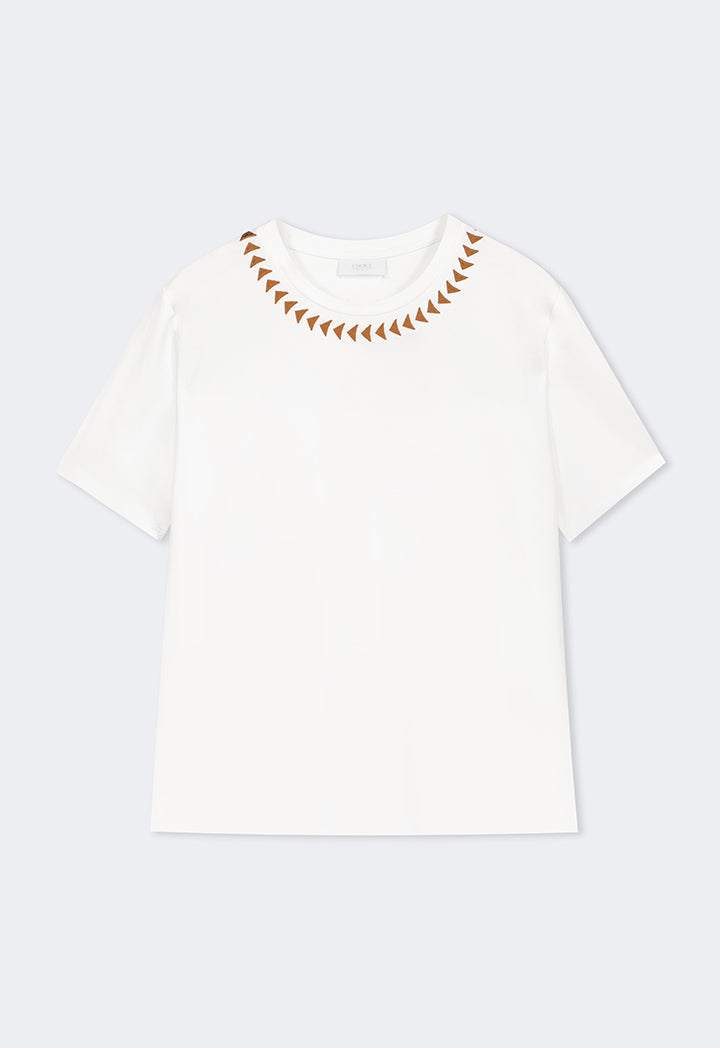 Choice Geometric Embroidered T-Shirt Off White
