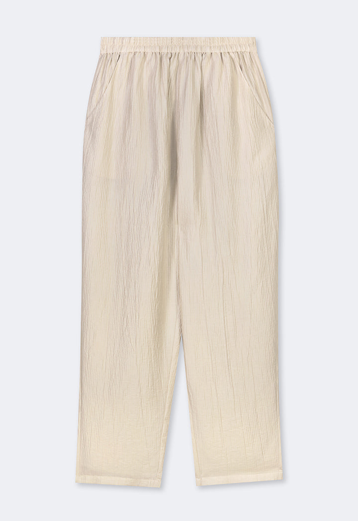 Choice High Waist Elasticated Waistband Pants Beige