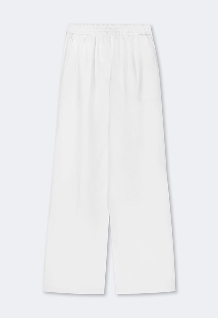 Choice Solid Wide Leg Elasticated Waist Trousers Off White