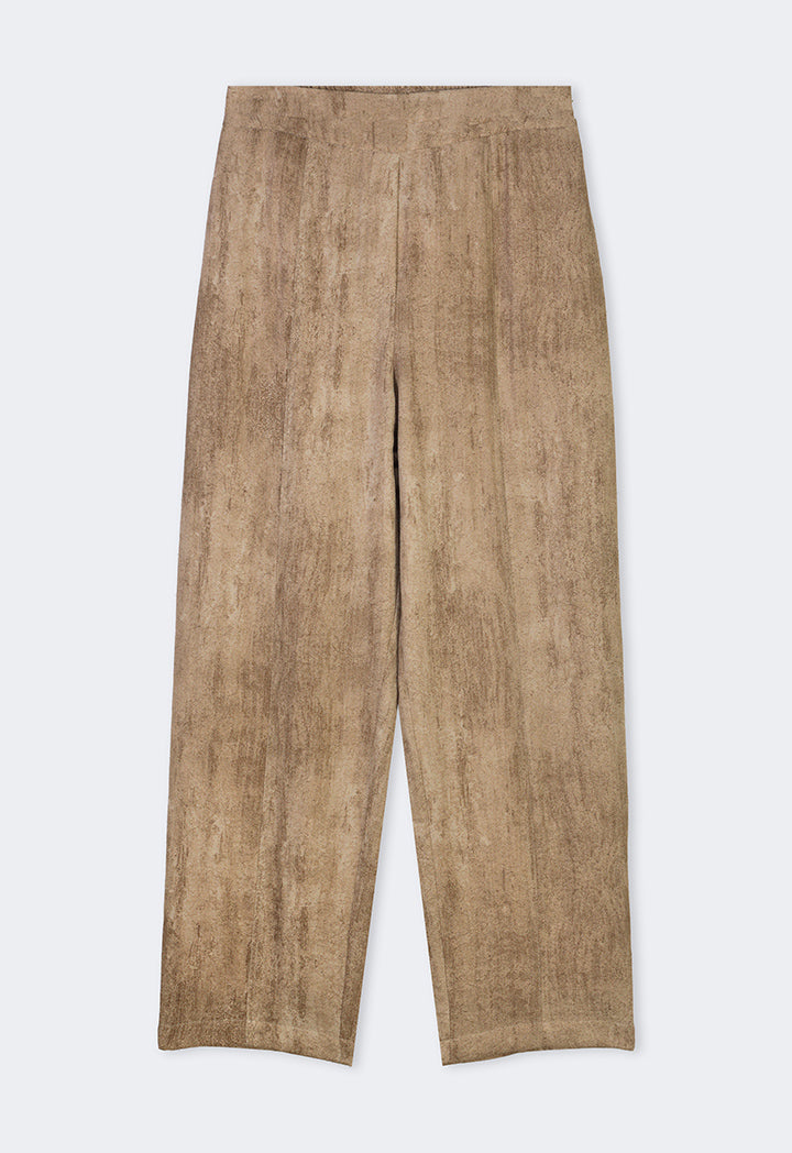 Choice Elastic Waist Straight Cut Trousers Brown