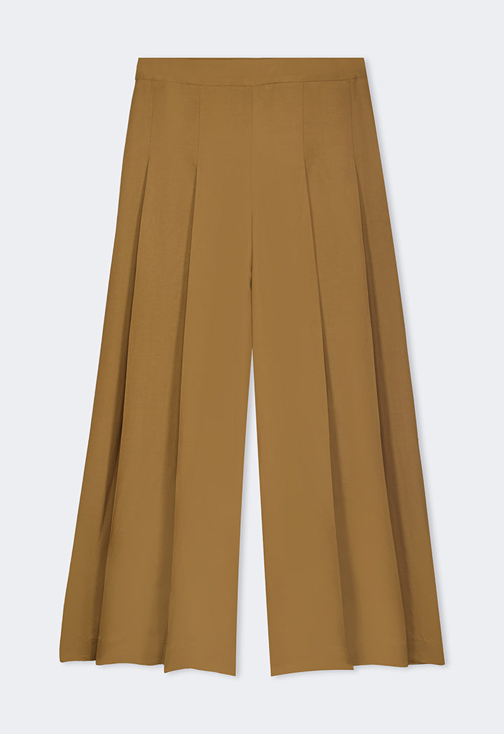 Choice Wide Leg Pleated Trousers Khaki