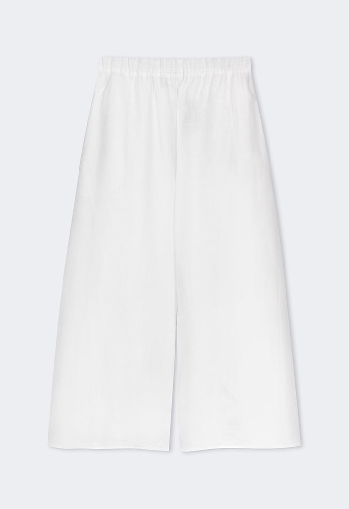 Choice Elastic Waist Palazzo Solid Trousers Off White