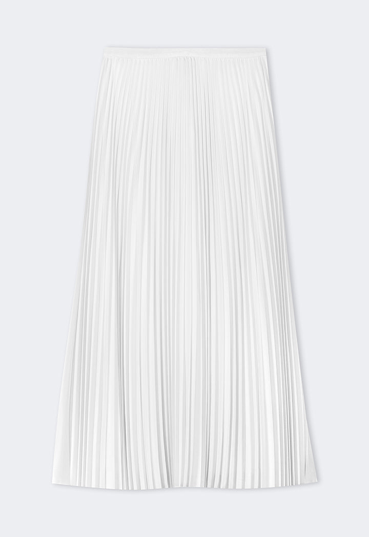 Choice Solid Pleated Maxi Skirt Cream