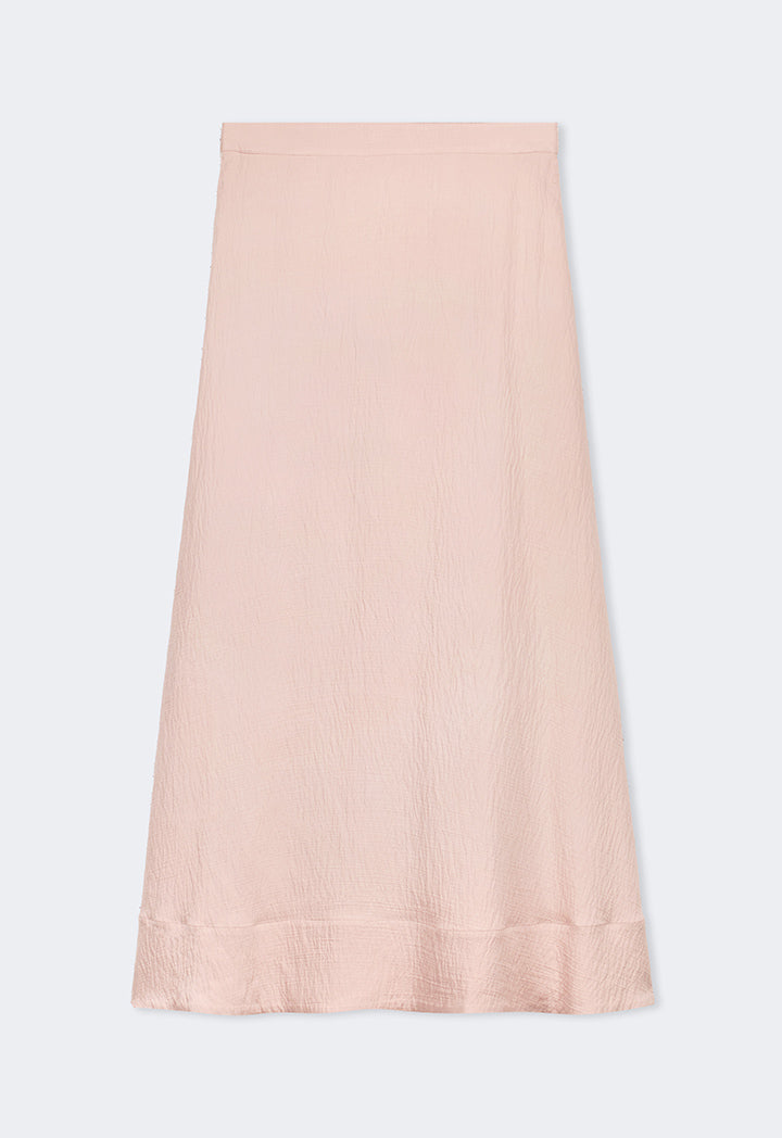 Choice Solid Crinkled Flared Skirt Blush