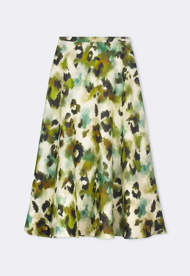 Choice Flared Printed Maxi Skirt Multi Color