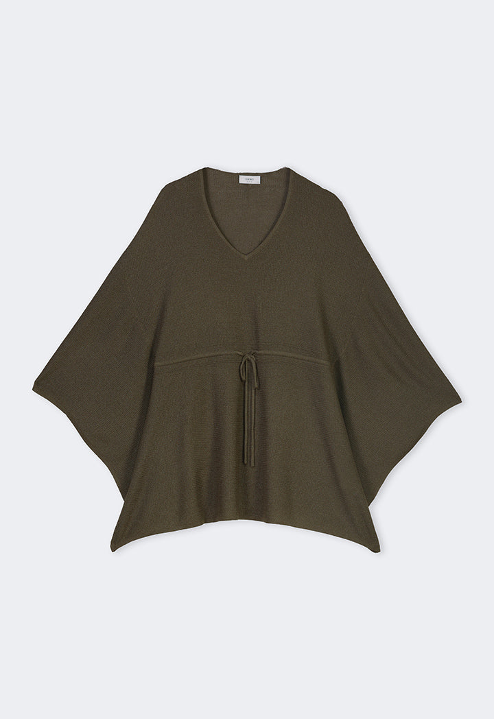 Choice Solid V-Neck Knitwear Blouse Khaki