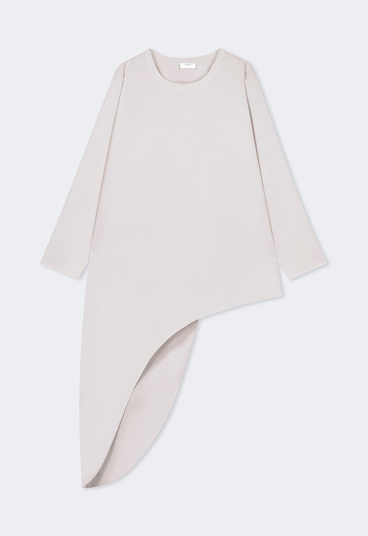 Choice Long Sleeve High-Low Basic Blouse Grey