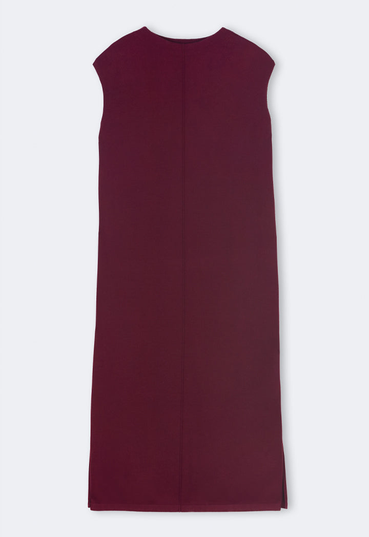 Choice Sleeveless Knitted Maxi Dress Burgundy