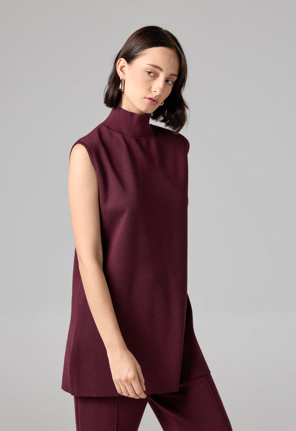 Choice Basic Sleeveless Knitted Top Burgundy