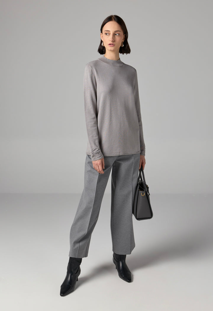 Choice Basic Long Sleeve Knitted Sweater Grey