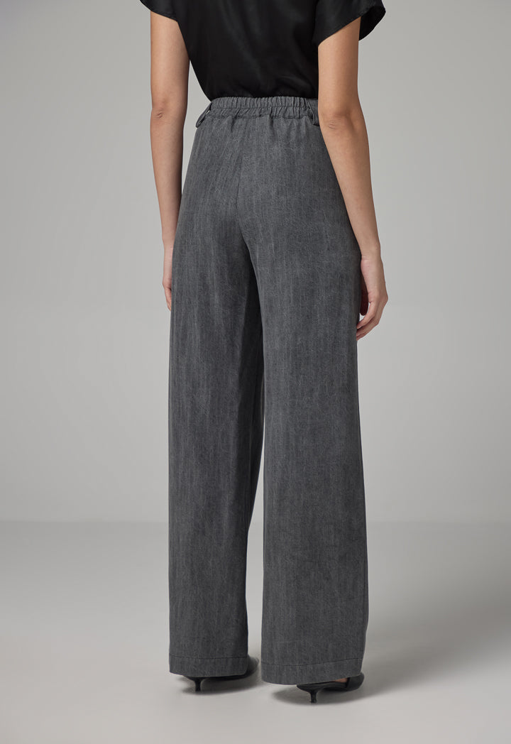 Choice Solid Wide Legs Denim Trousers Grey