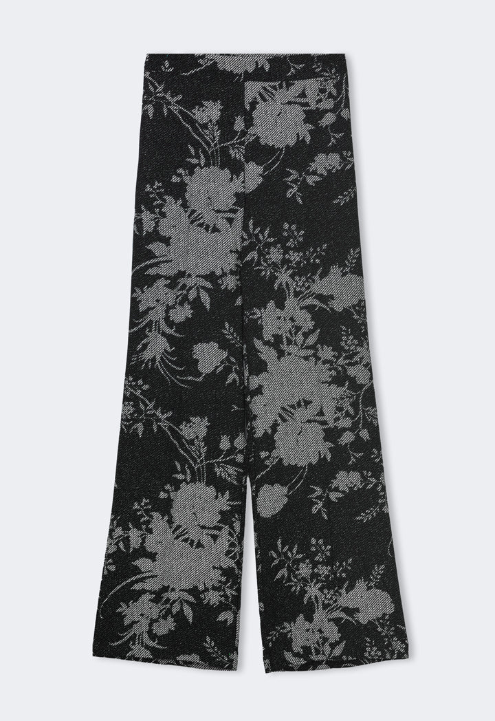 Choice Floral Print Wide Leg Trousers Black