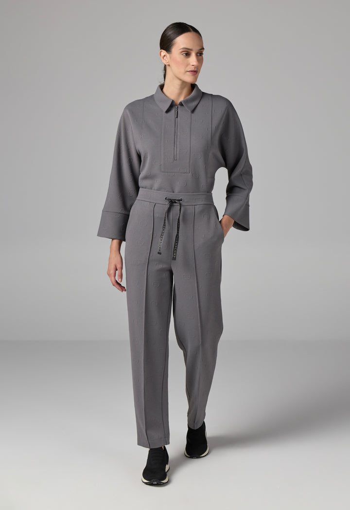 Choice Solid Monogram Drawstring Trousers Grey