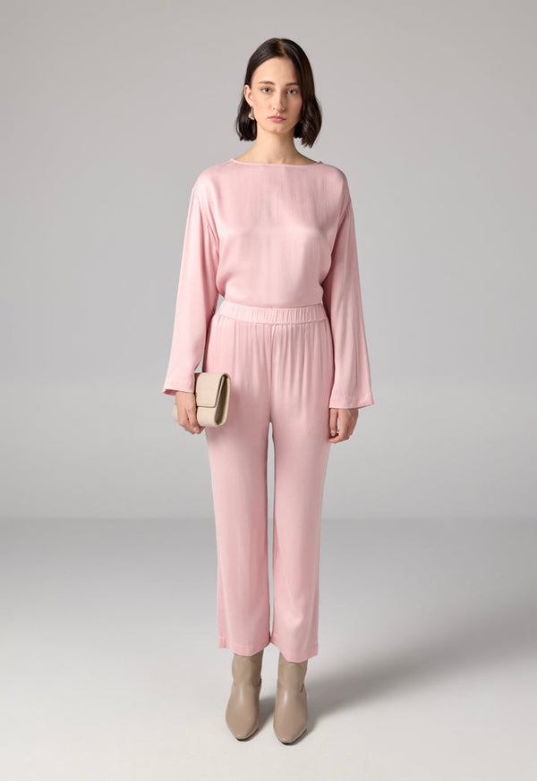 Choice Solid Elastic Waist Trousers Pink