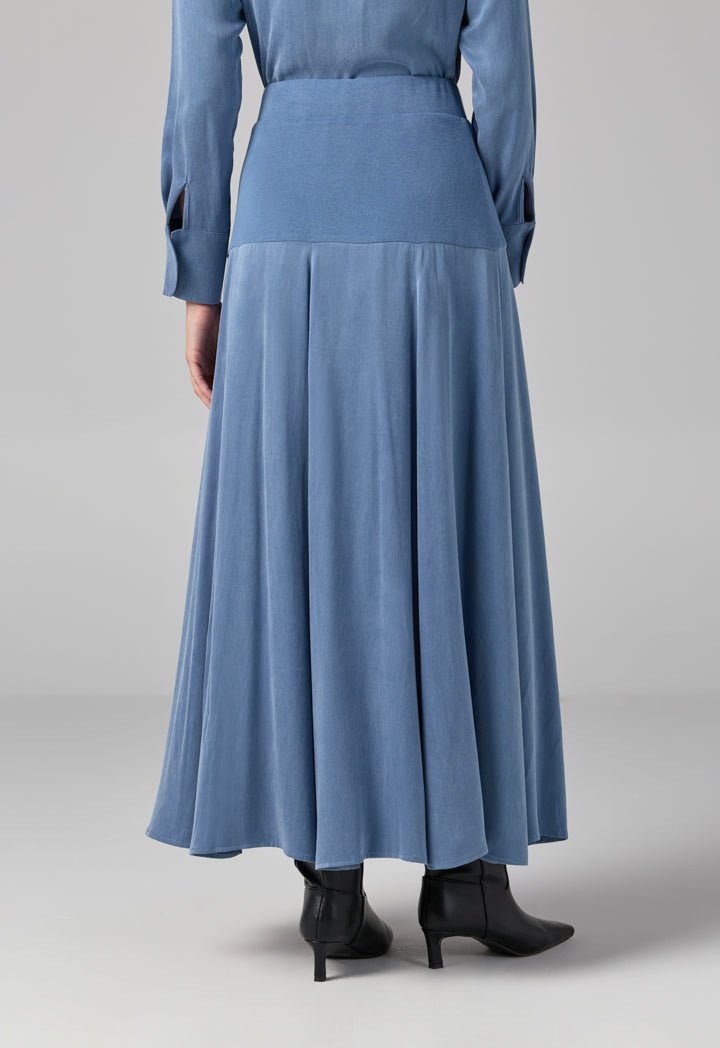 Choice Solid Flared Skirt Blue