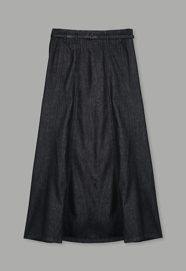 Choice Flared Denim Skirt Black