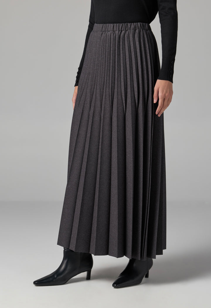 Choice All Over Pleated Solid Skirt Grey