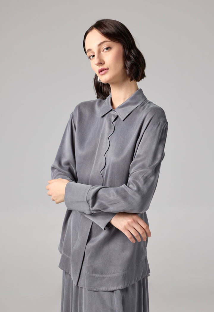 Choice Long Sleeves Basic Shirt Grey