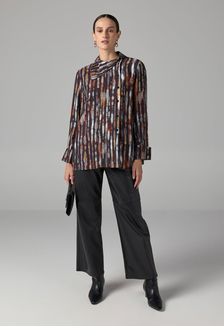 Choice Printed Asymmetrical Neck Blouse Multi Color