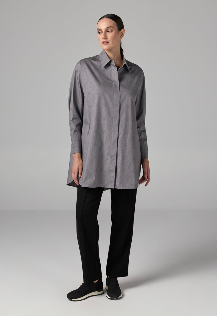 Choice Printed Monogram Long Sleeve Shirt  Grey