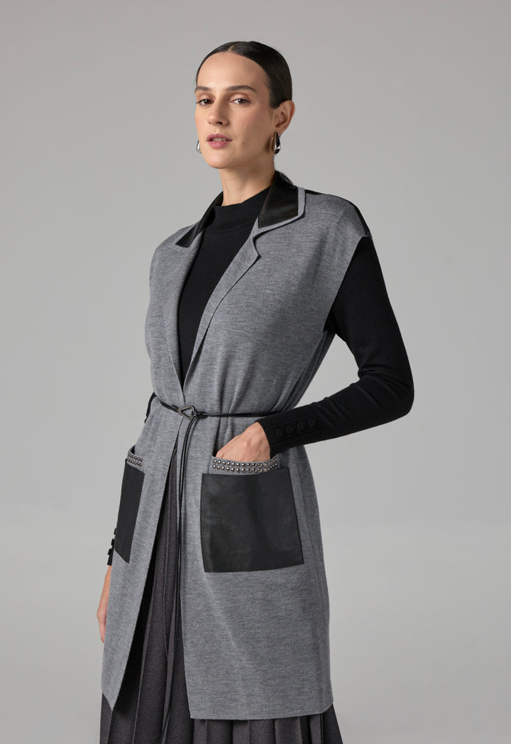 Choice  Sleeveless Knitted Sweater Vest Grey