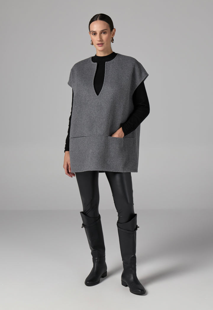 Choice Sleeveless Wool Handmade Sweater Vest Grey