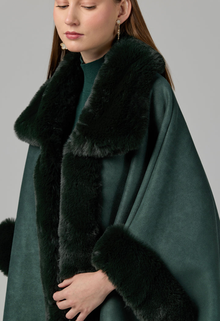 Choice Suede Winter Poncho Dark Green