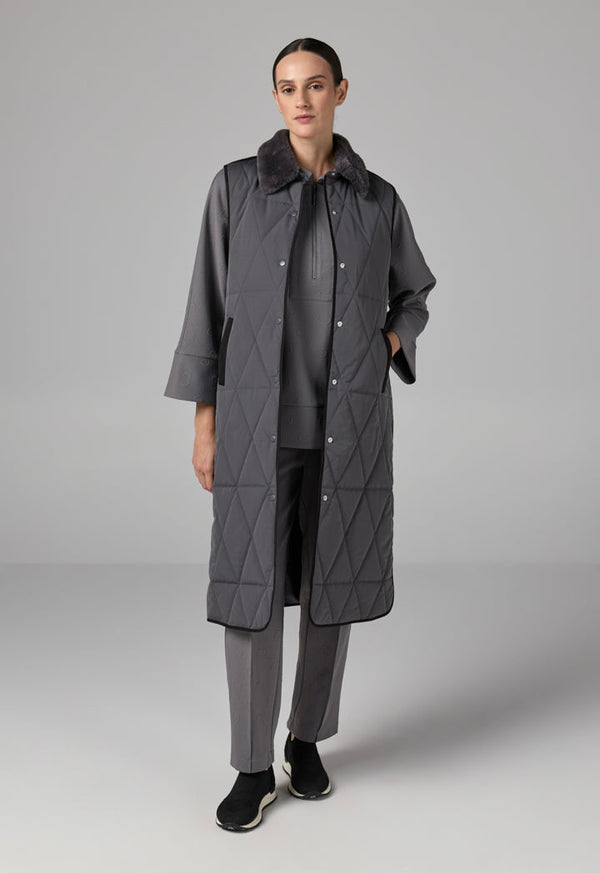 Choice Contrast Sleeveless Quilted Vest Grey