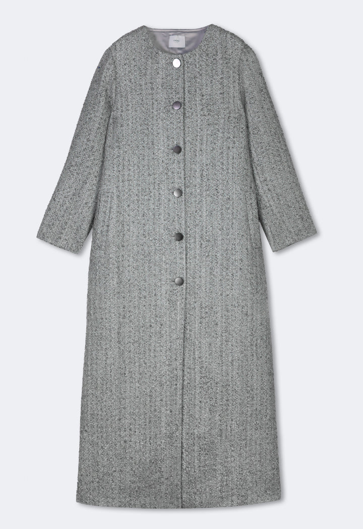 Choice Tweed Lurex Maxi Jacket  Grey