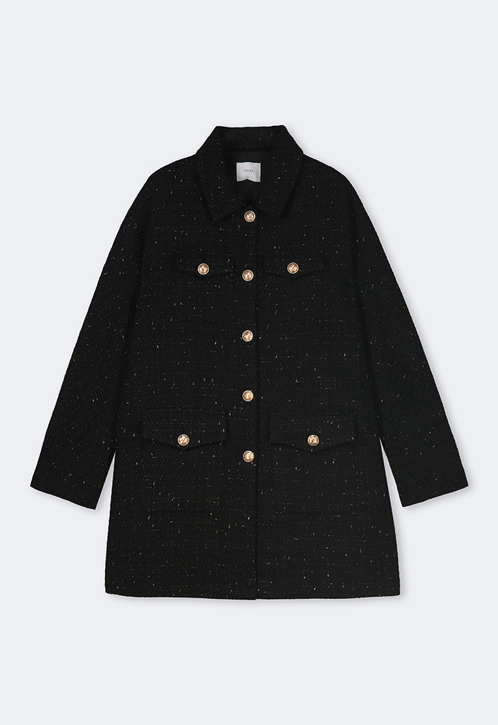 Choice Tweed Lurex Long Sleeves Jacket Black