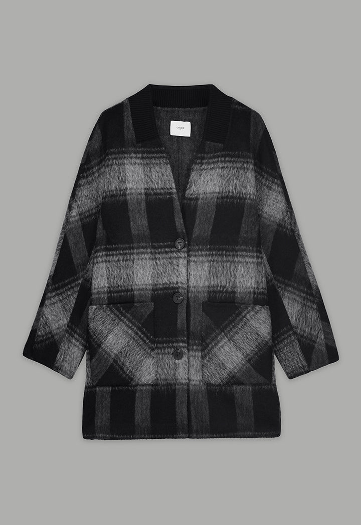 Choice Long Sleeve Contrast Cardigan Dark Grey/Black