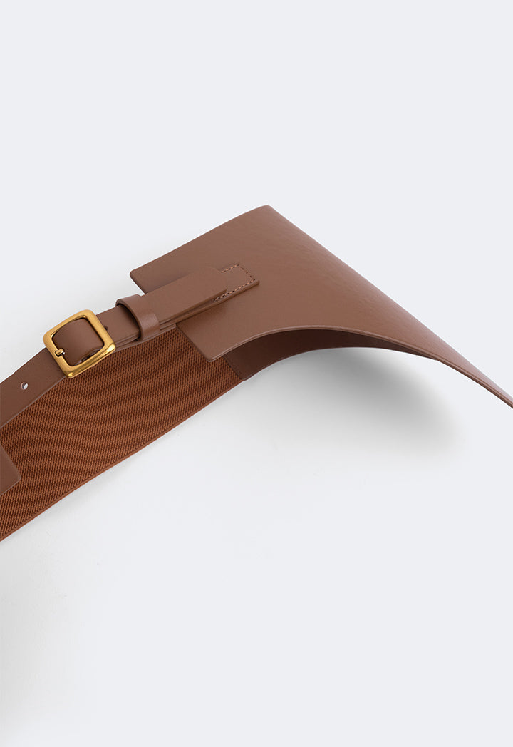 Choice Wide Pu Leather Belt Brown