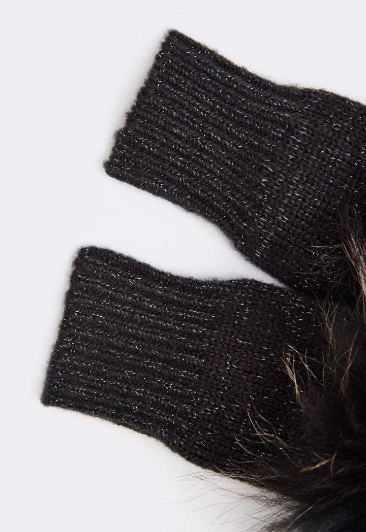 Choice Faux Rabbit Hair Gloves Black