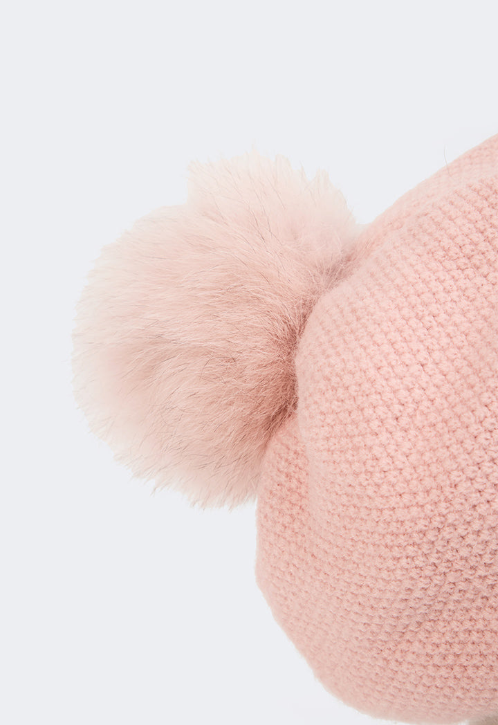 Choice Pom Pom Embellished Beanie Pink