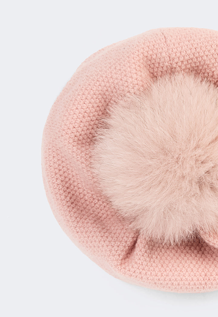 Choice Pom Pom Embellished Beanie Pink