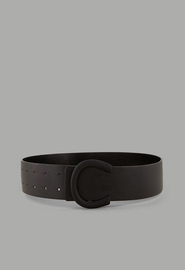 Choice Wide Solid Horseshoe Belt Black