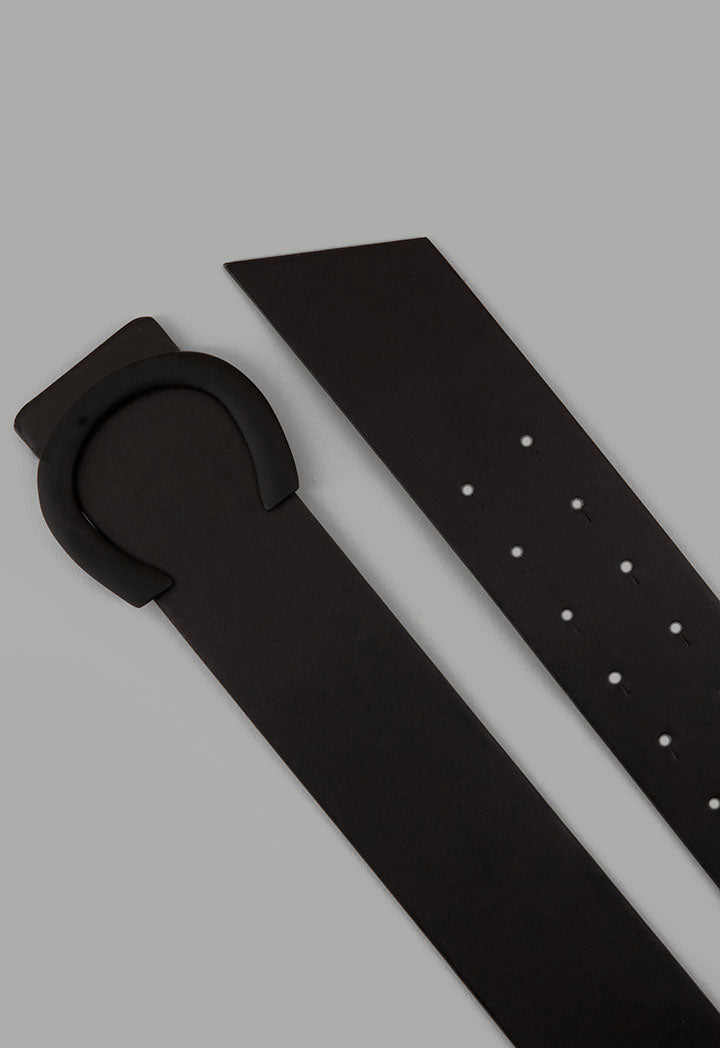 Choice Wide Solid Horseshoe Belt Black