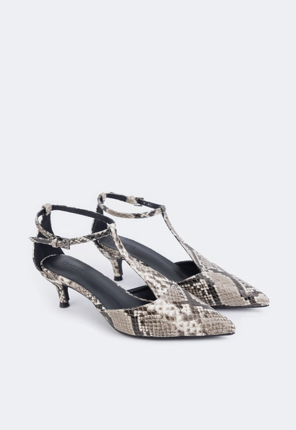 Choice Snake Print Heels Grey