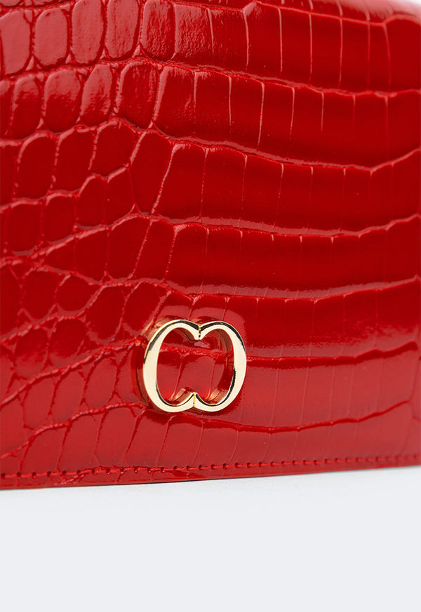 Choice Embossed Croc Cross Body Bag Red