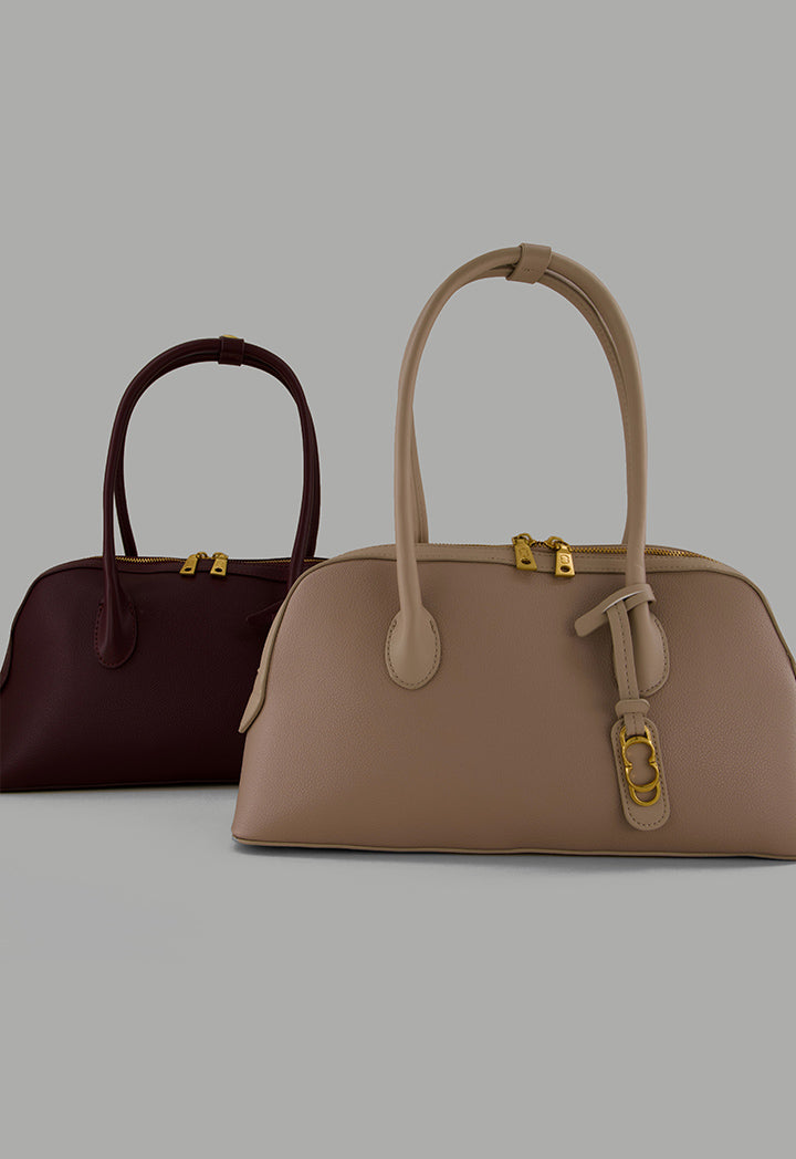 Choice Solid Shoulder Bag Beige