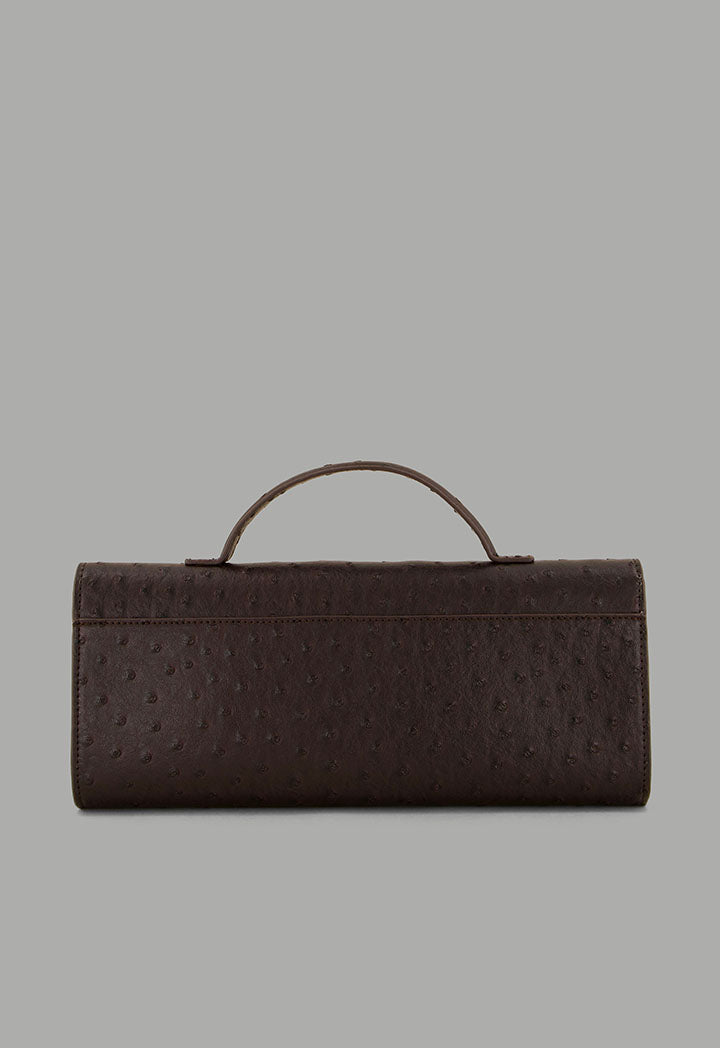 Choice Top Handle Textured Clutch Dark Brown