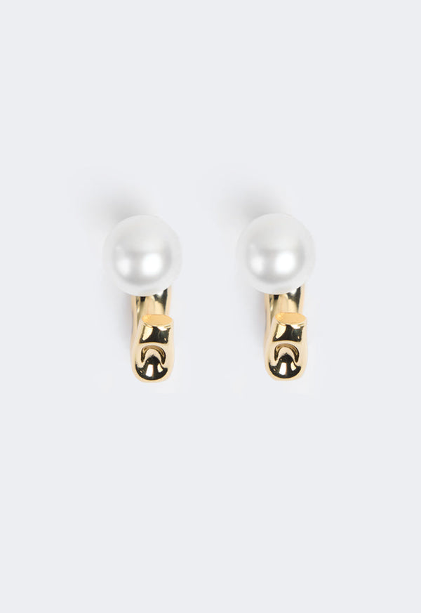 Choice Faux Pearls Hoop Earrings Gold