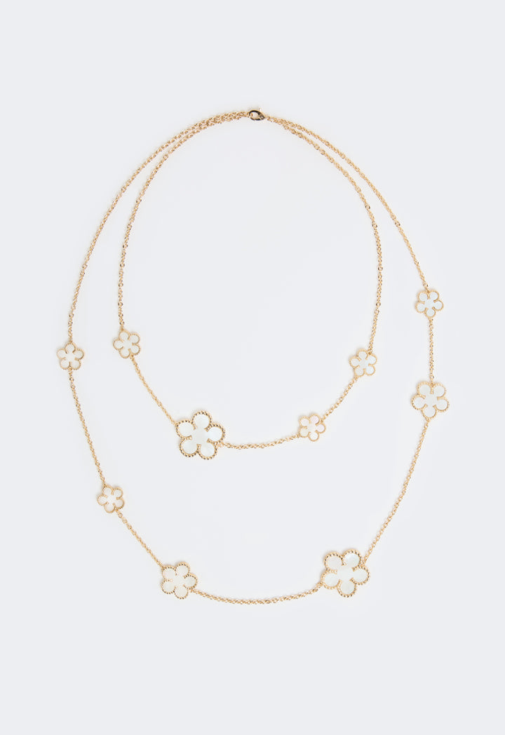 Choice Floral Opera Necklace White