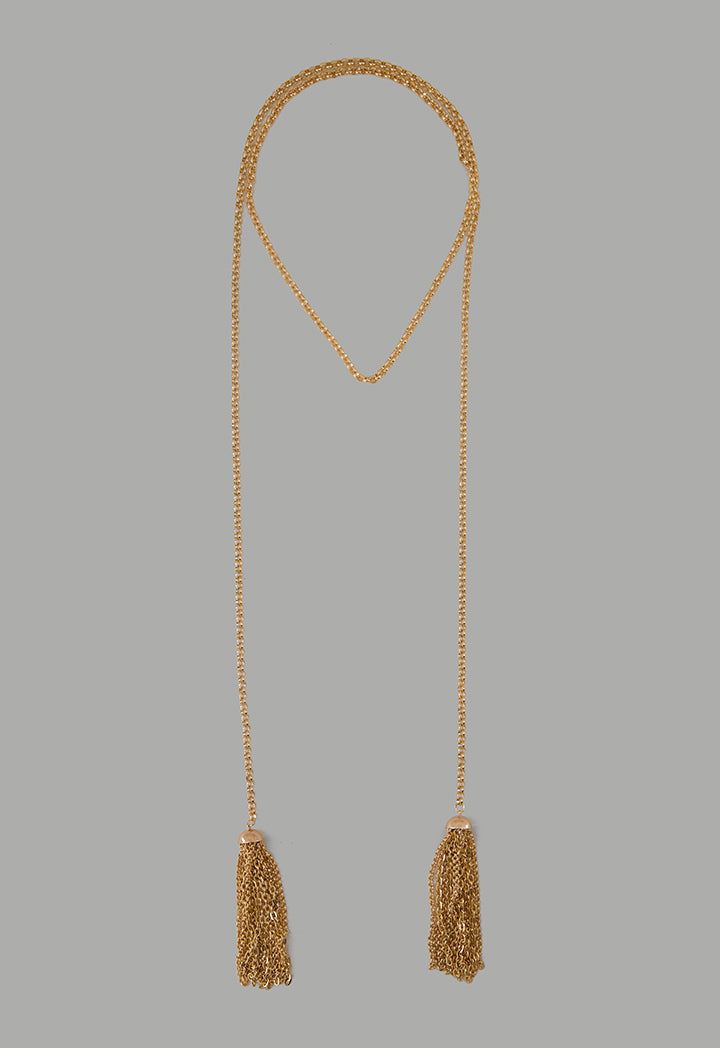Choice Wrap Chain Tassel Necklace Gold