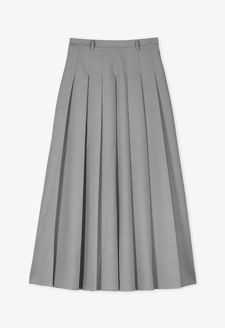 Choice Box Pleated Solid Skirt Grey